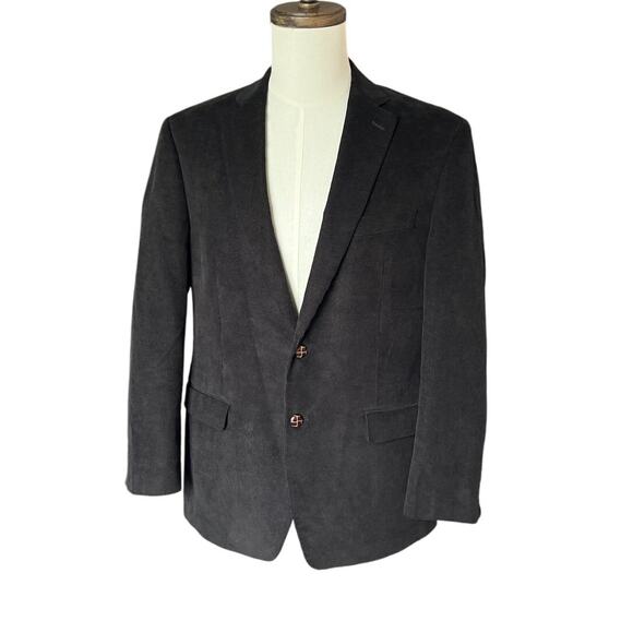 Chaps Black Corduroy Leather Elbow Patch Blazer Men's Size 40R Academic Classic - Picture 3 of 10